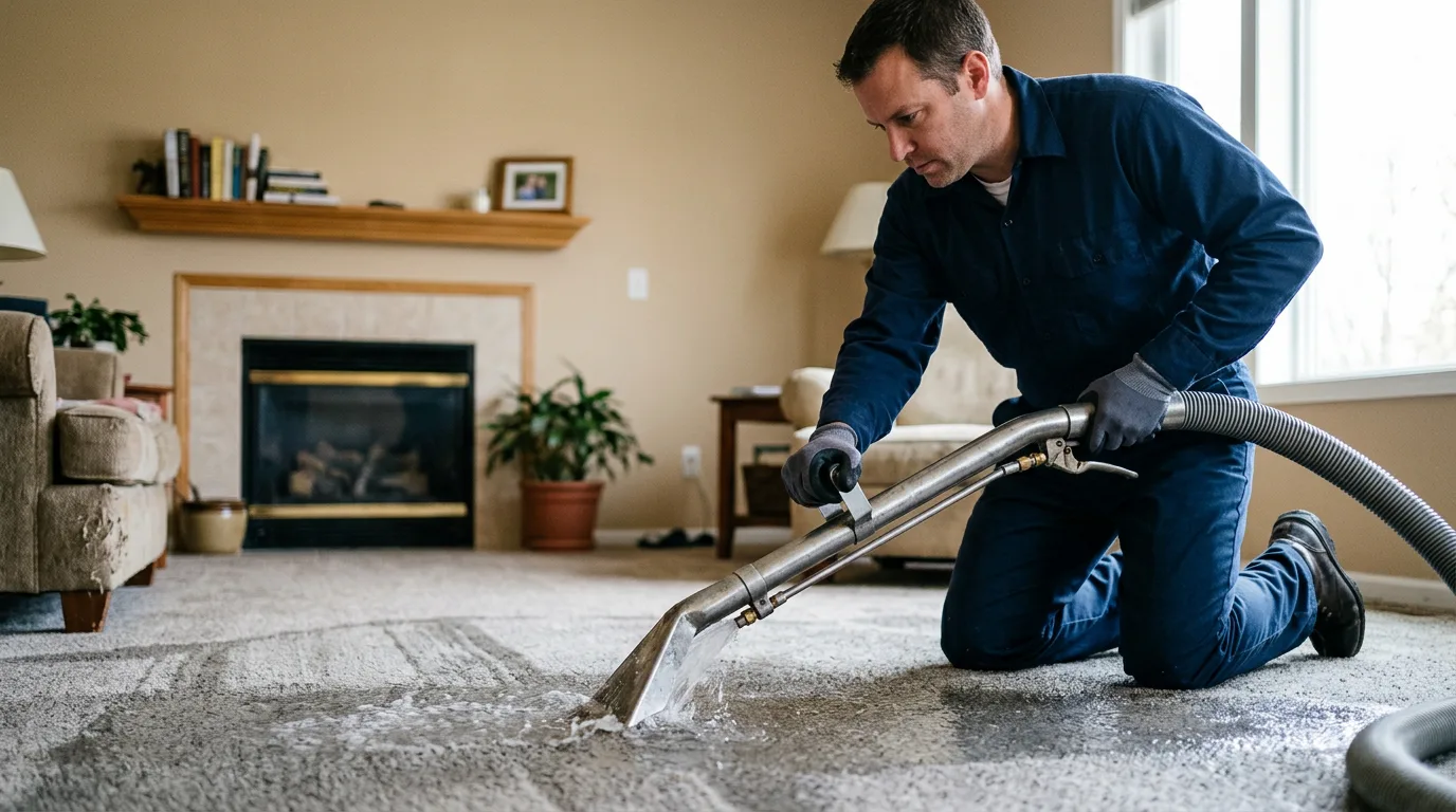 Water damage restoration technician working near Franklin, NY